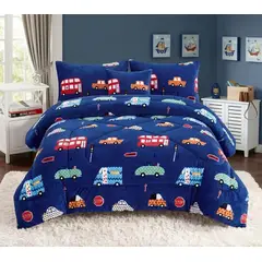 GENERICO - PLUMON PLUSH CON CHIPORRO DISEÑO INFANTIL DE NIÑO AZUL AUTOS CARRITOS RSS