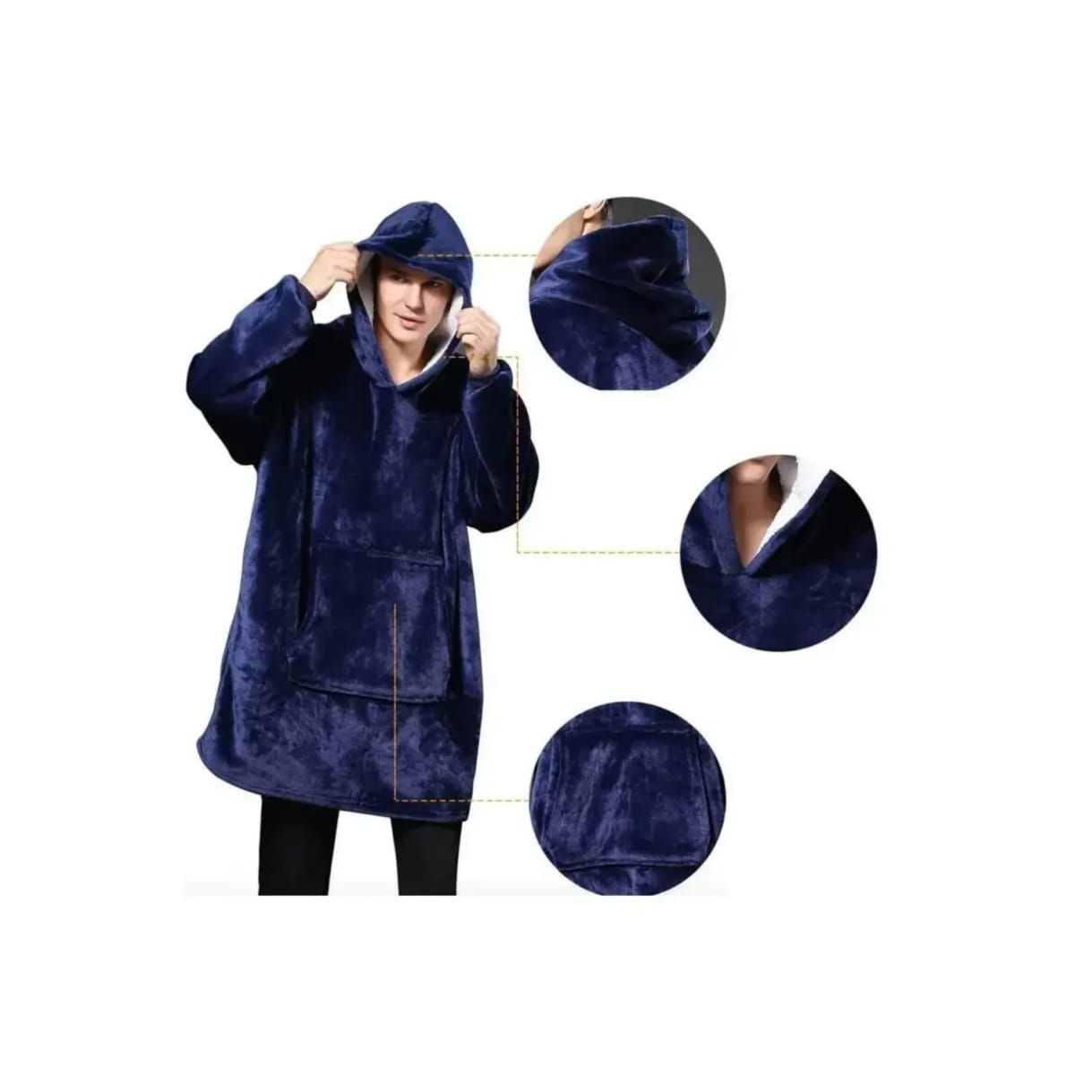 MOVI - Polerón Sherpa Azul Con Capucha, Talla Única, Unisex.