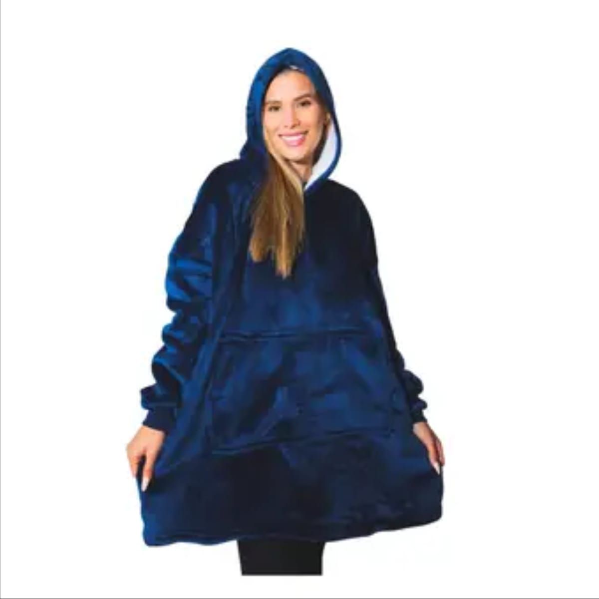 MOVI - Polerón Sherpa Azul Con Capucha, Talla Única, Unisex.