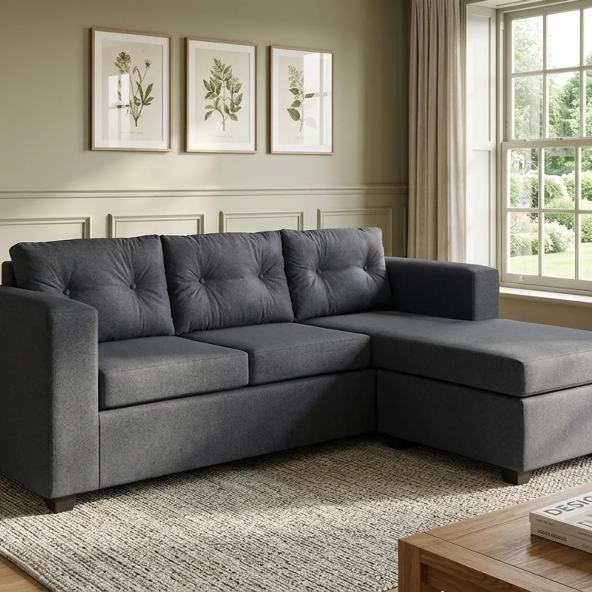GENERICO - Sofa Seccional Julietta 3 Cuerpos Gris Grafito