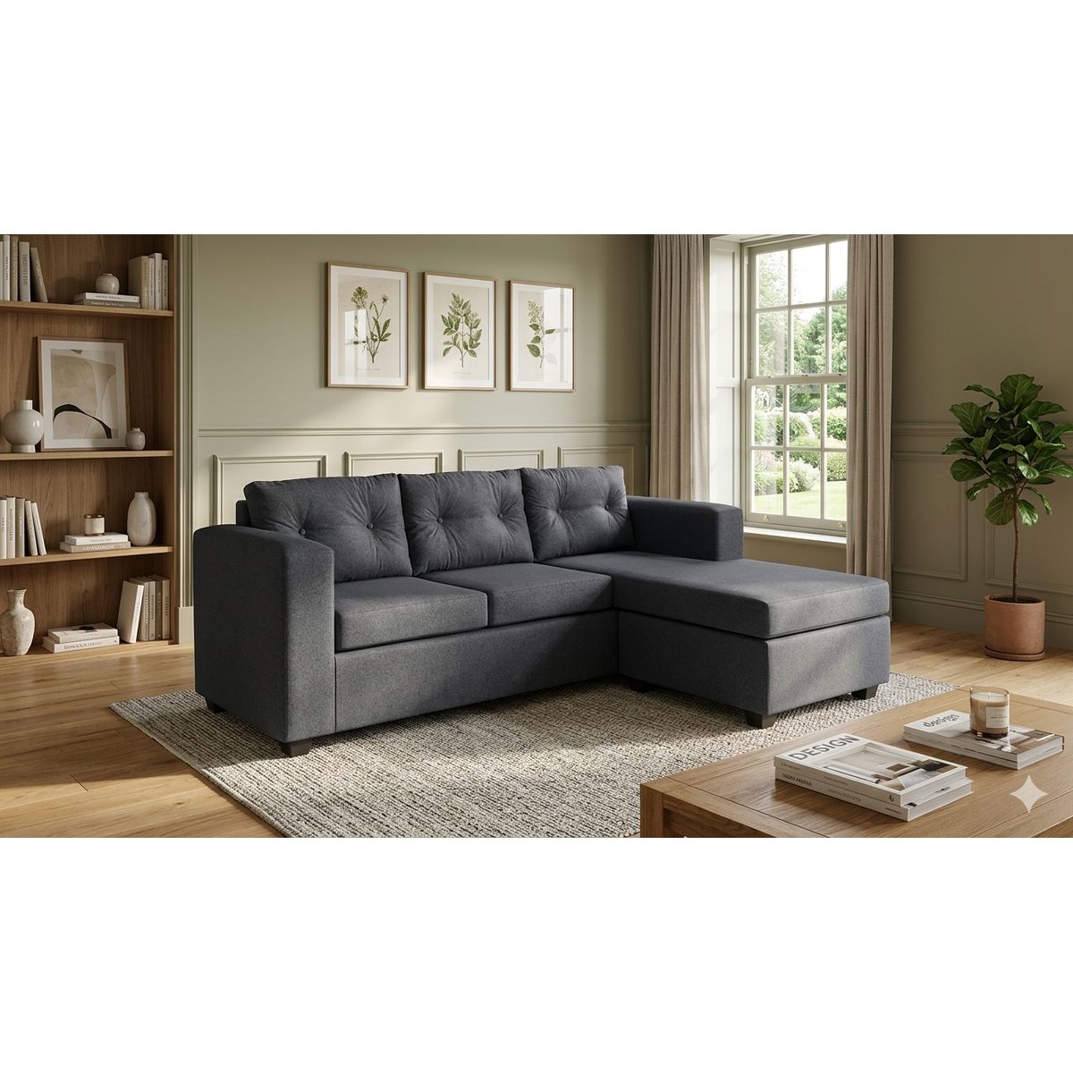 GENERICO - Sofa Seccional Julietta 3 Cuerpos Gris Grafito