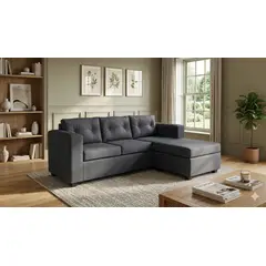 GENERICO - Sofa Seccional Julietta 3 Cuerpos Gris Grafito