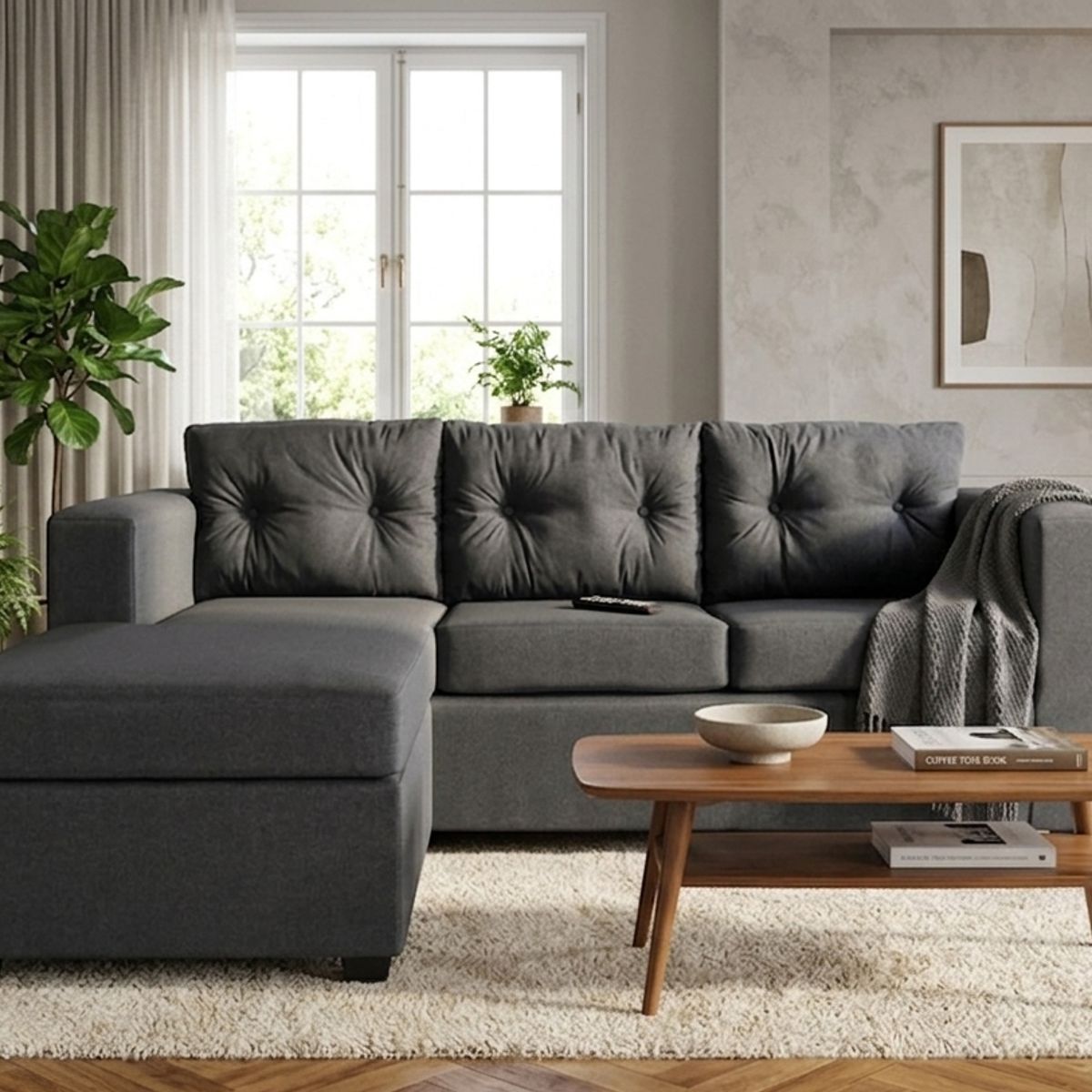 GENERICO - Sofa Seccional Julietta 3 Cuerpos Gris Grafito