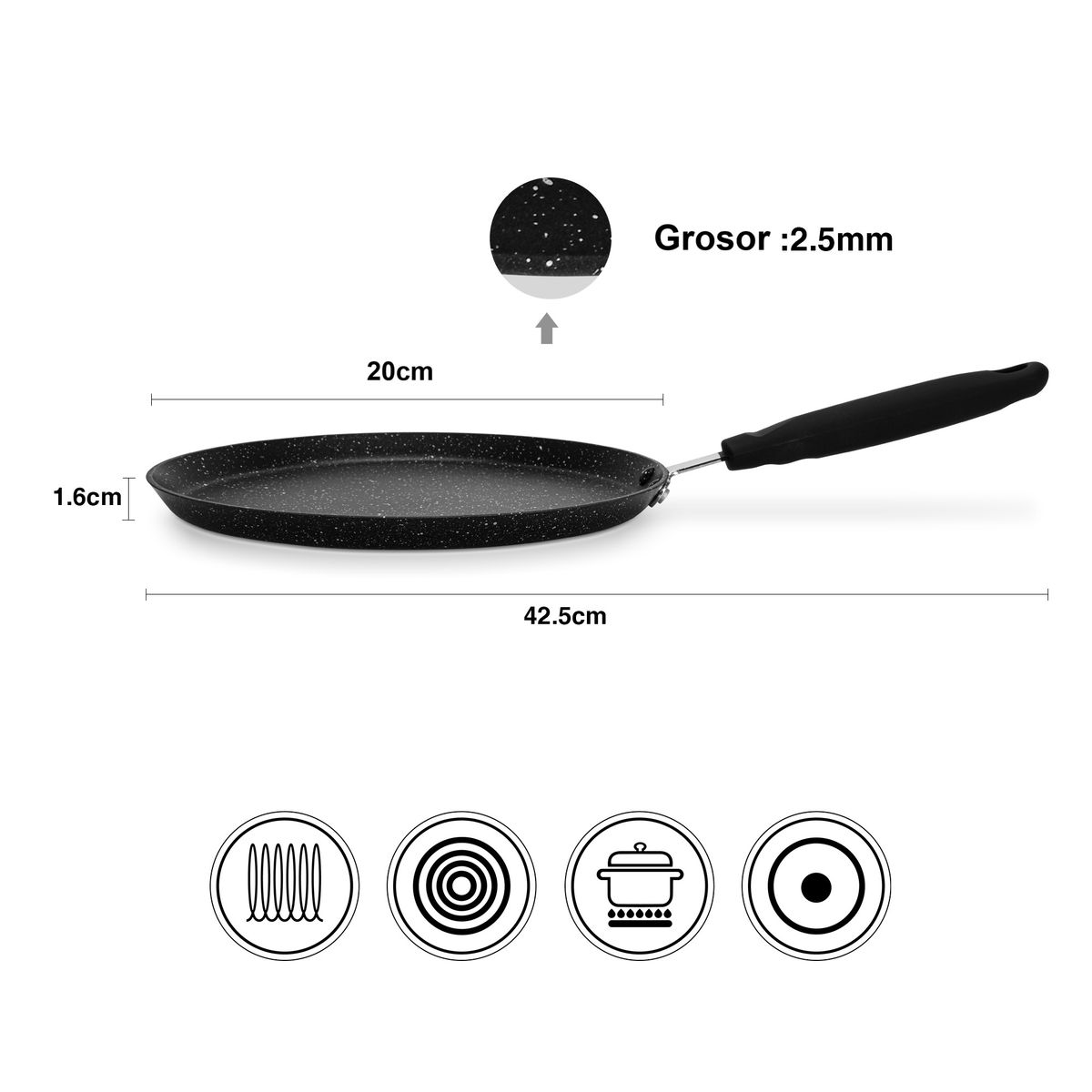 FISSMAN - Sartén Crepera fondo de inducción 20cm - Fissman