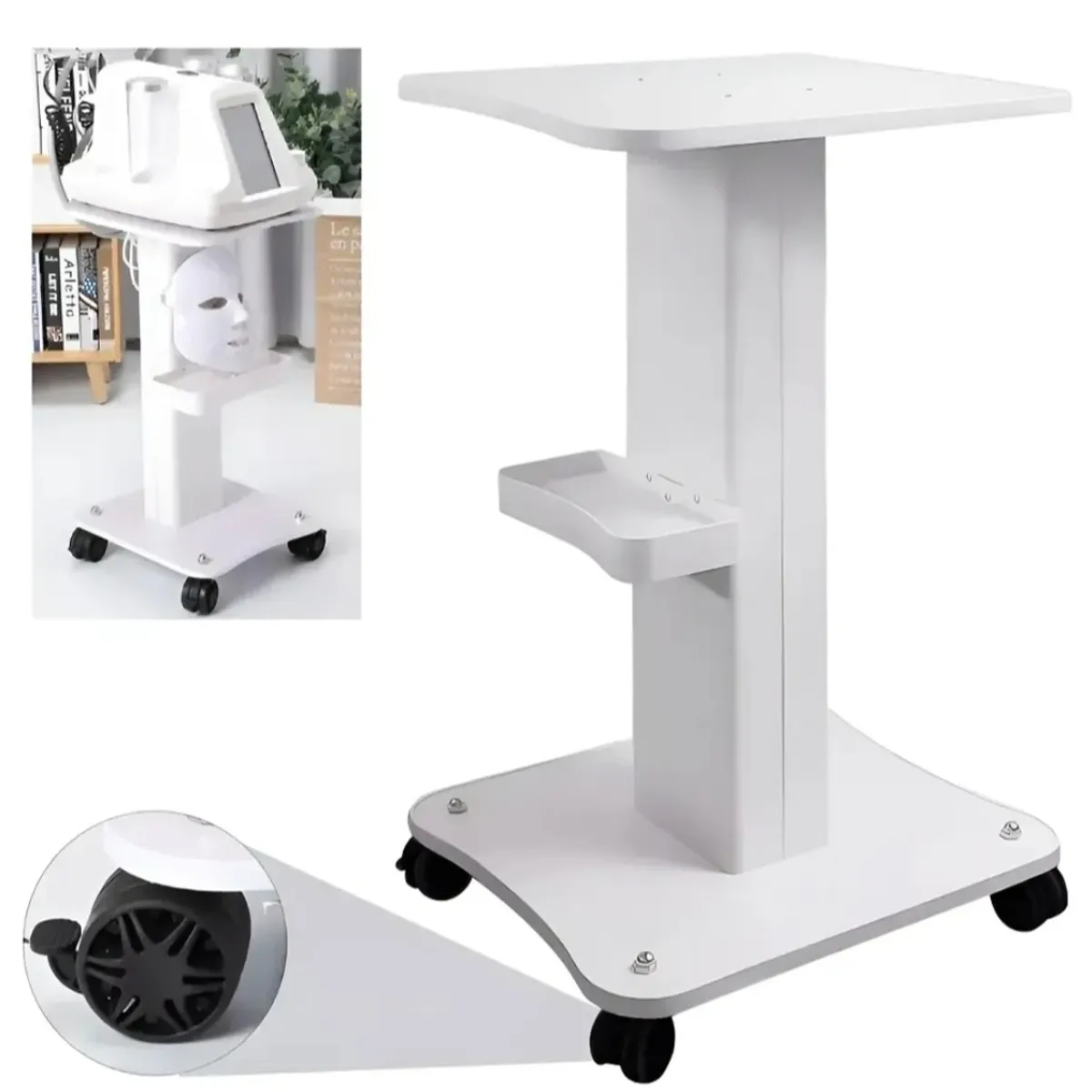 DEWINNER - Mesa Velador Repisa Carro Movil Blanco