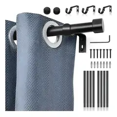GENERICO - Barra De Cortina Ajustable Resistente Metal Para Dormitorios Baños 95-225 CM Negro