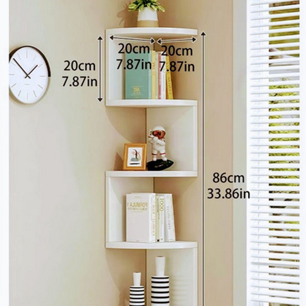 GENERICO - Estante de esquina blanco para decoración y almacenamiento