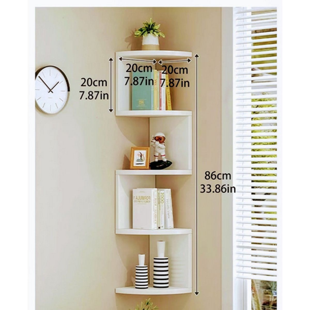 GENERICO - Estante de esquina blanco para decoración y almacenamiento