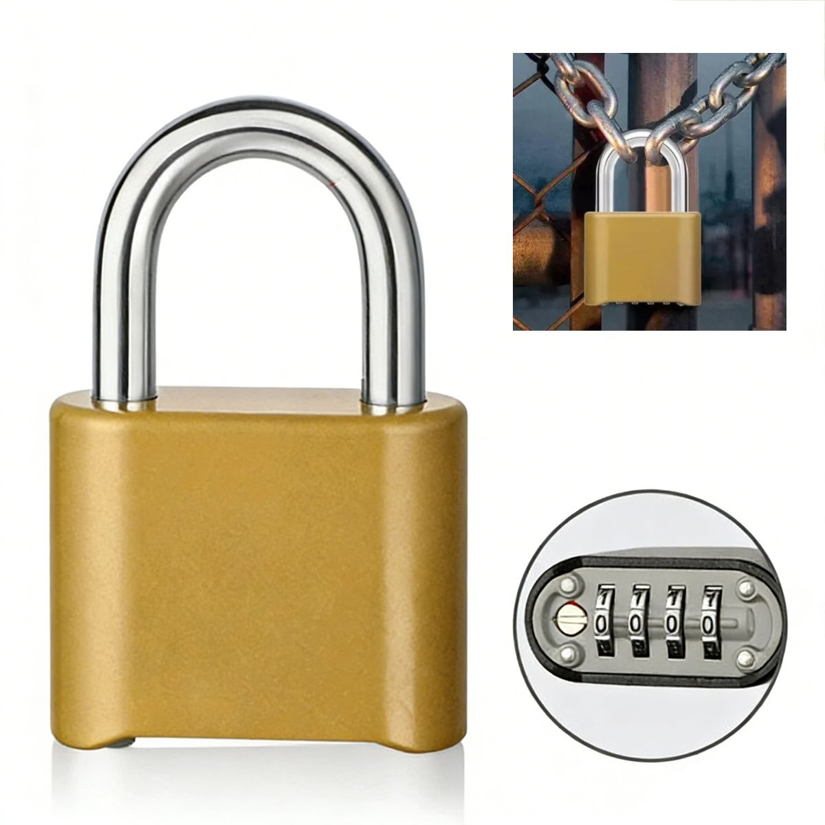 ATURE - Candado Digital De Latón Dorado Para Uso Interior Y Exterior