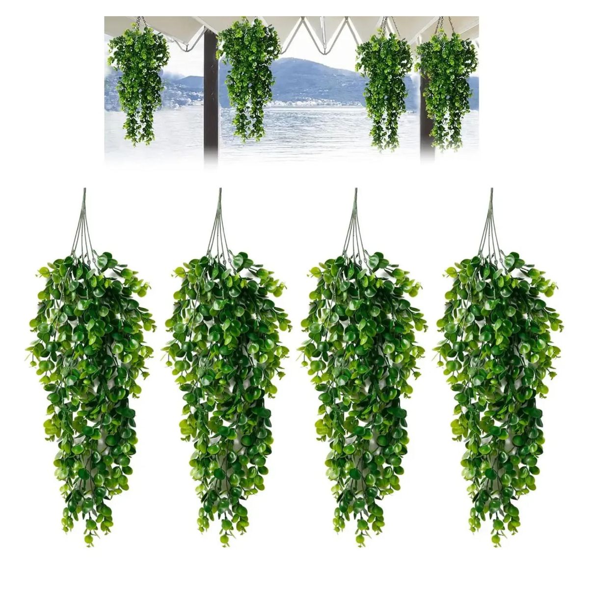 ATURE - 4pcs Planta Colgante Artificiales Hojas Redonda De Eucalipto