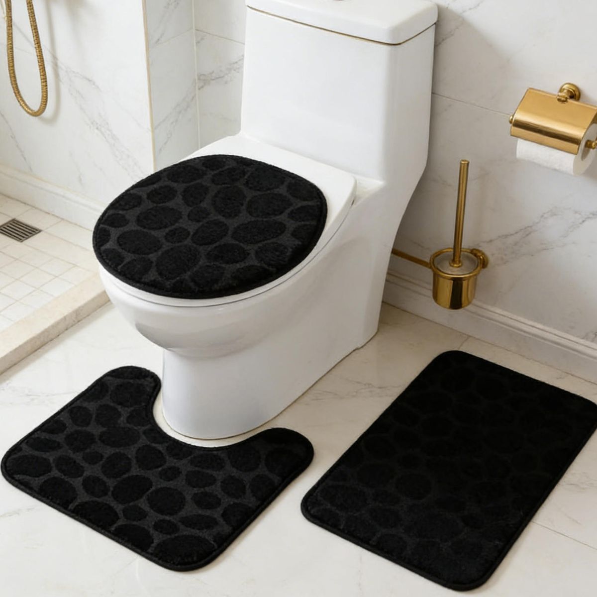 ATURE - Set De 3 Alfombras Antideslizante De Microfibra Para Baño