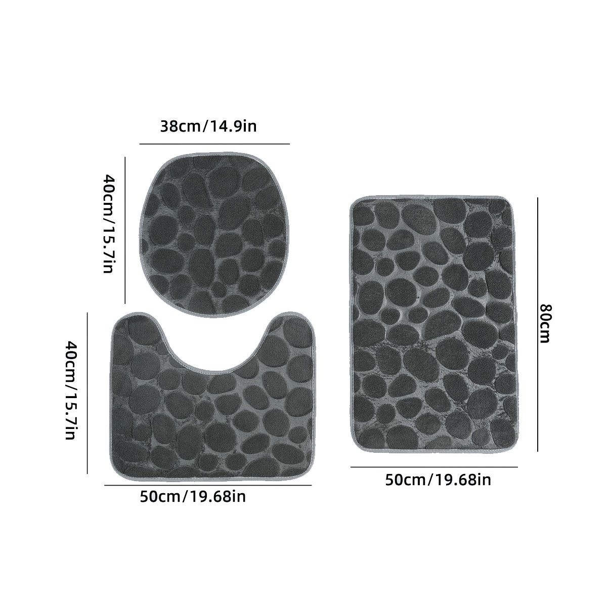 ATURE - Set De 3 Alfombras Antideslizante De Microfibra Para Baño