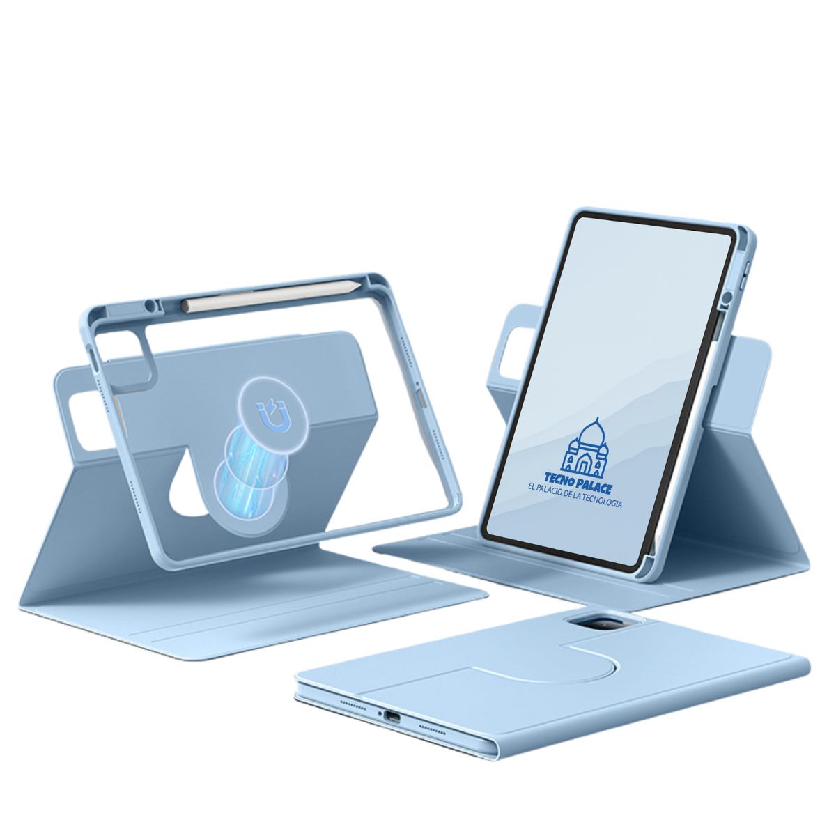 TECNOPALACE - Funda Libro Rotativa 360 Para iPad A16 (11Gen) / 10 Gen - Celeste