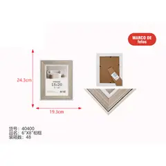 GENERICO - Marco para fotos (BEIGE CON BORDES BLANCOS - 19.3 CM x 24.3 CM) 40400