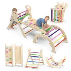 AIZO - Escalador Montessori de Madera Plegable / Escalada / Arco / Resbalín