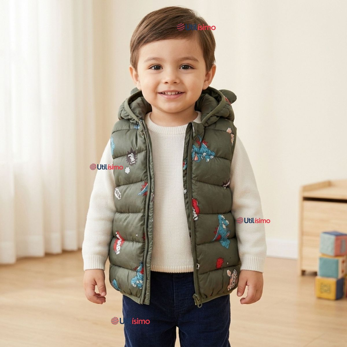 JUMP KIDS - Parka Infantil Con Capucha Sin Manga Bebe Niño