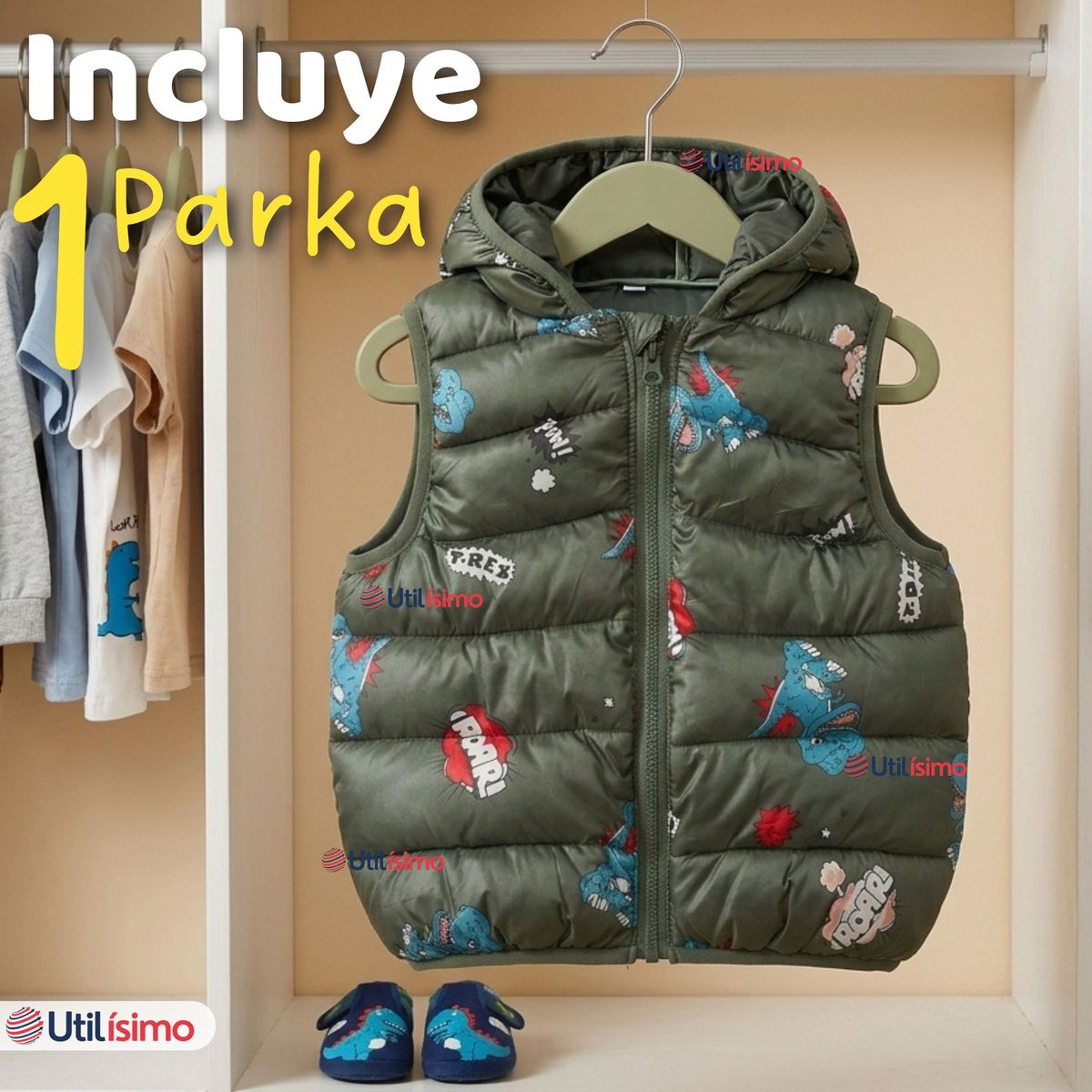 JUMP KIDS - Parka Infantil Con Capucha Sin Manga Bebe Niño