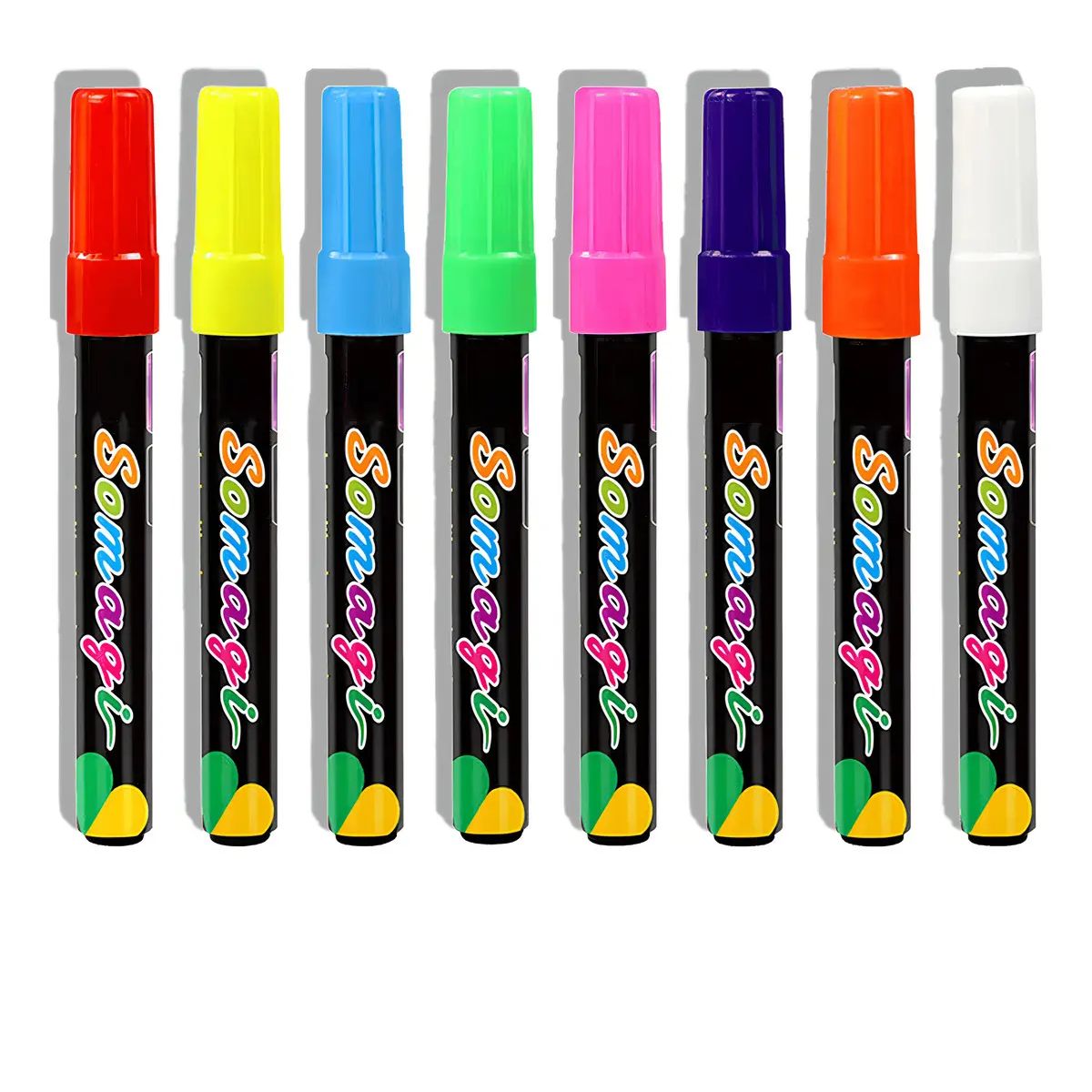 GENERICO - Marcadores Tiza Líquida 8 Colores Pizarra Fluorescente Punta 7mm Borrable
