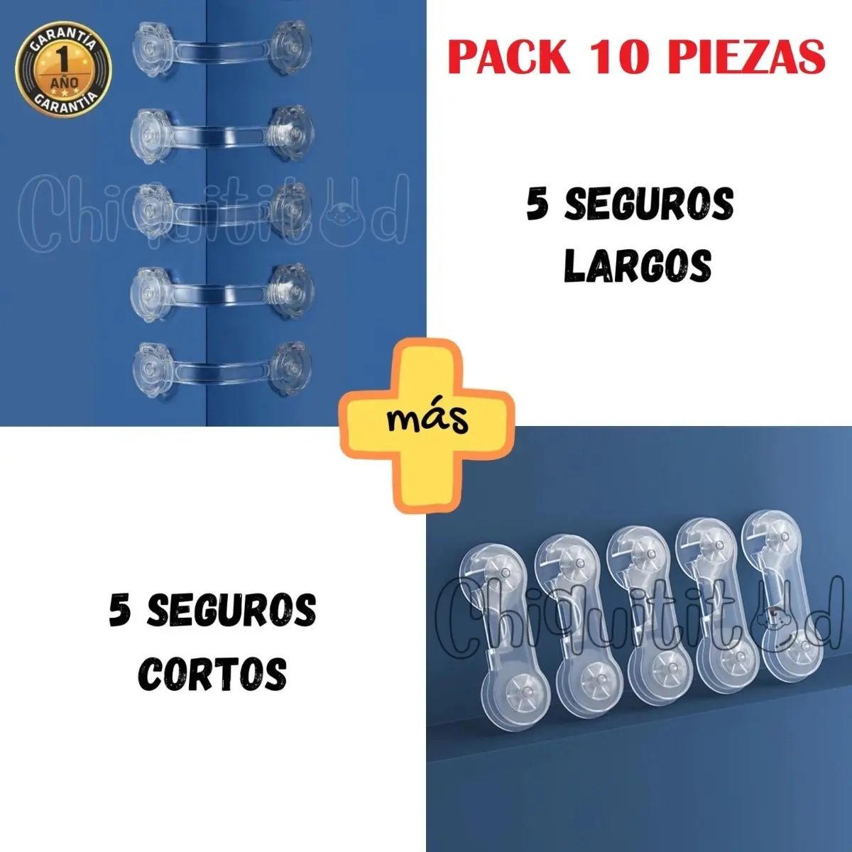 GENERICO - Pack 10 Seguros Niños/ Bebés Puerta/cajones/refrigerador/wc