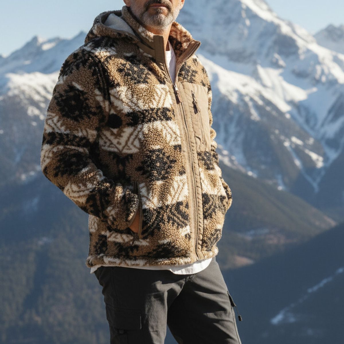 BLUE MOUNTAIN - Polerón Sherpa Polar con Cierre y Capucha Anti Frost