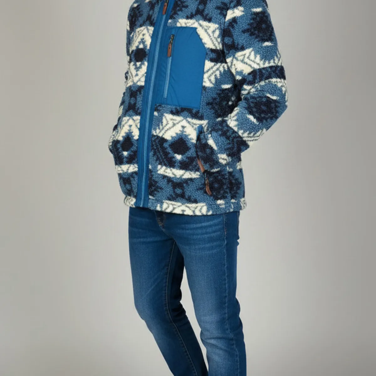 BLUE MOUNTAIN - Polerón Sherpa Polar con Cierre y Capucha Anti Frost