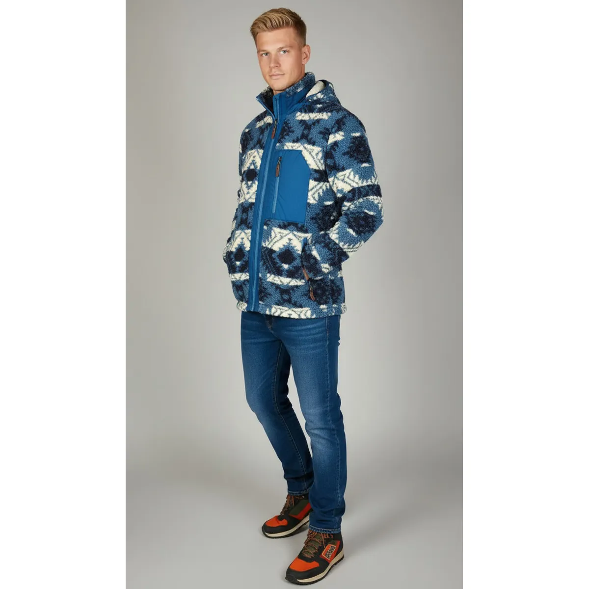 BLUE MOUNTAIN - Polerón Sherpa Polar con Cierre y Capucha Anti Frost