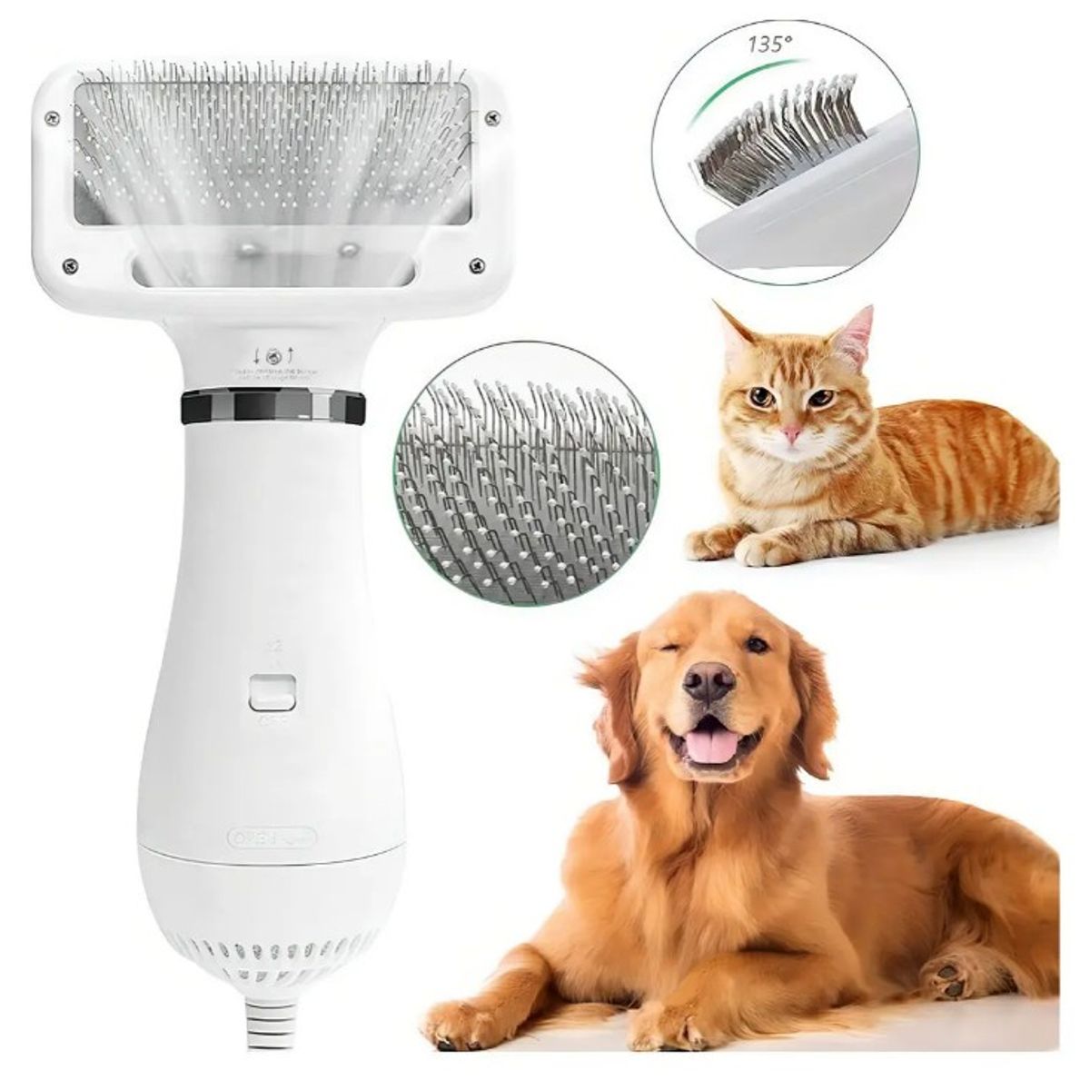 OEM - Cepillo Removedor de Pelo para Mascotas 2 en 1 Perros y Gatos