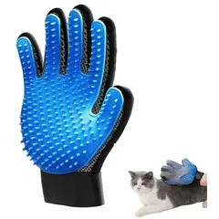 OEM - Guante Baño Mascotas 2 En 1 Quitapelos Masajeador Azul