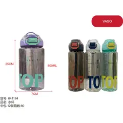 GENERICO - Botella de agua (COLORES VARIADOS DISEÑO TOP - 25CM *7CM -800ML) 41184