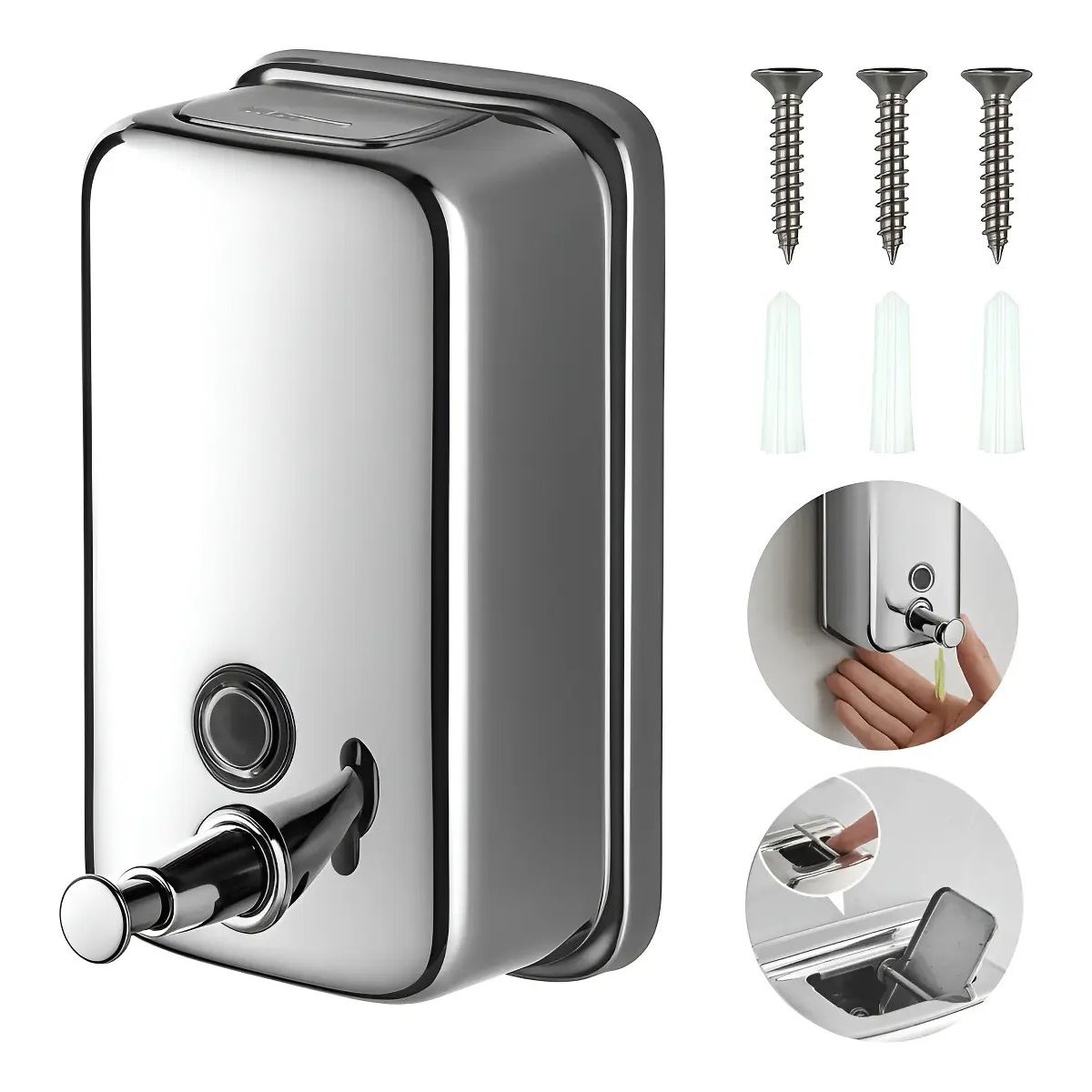 GENERICO - Dispensador Jabon Liquido Manual Jabonera Acero Baño 500ml Labg