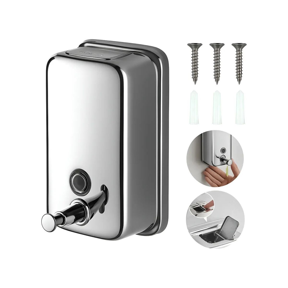 GENERICO - Dispensador Jabon Liquido Manual Jabonera Acero Baño 500ml Labg