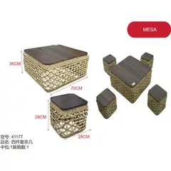GENERICO - Mesa con sillas (BASE TEJIDA COLOR BEIGE) 41177