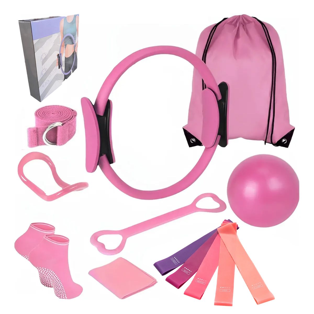 ATURE - Set 13 Yoga Pilates Elasticas Ring Resistencia Power Bands