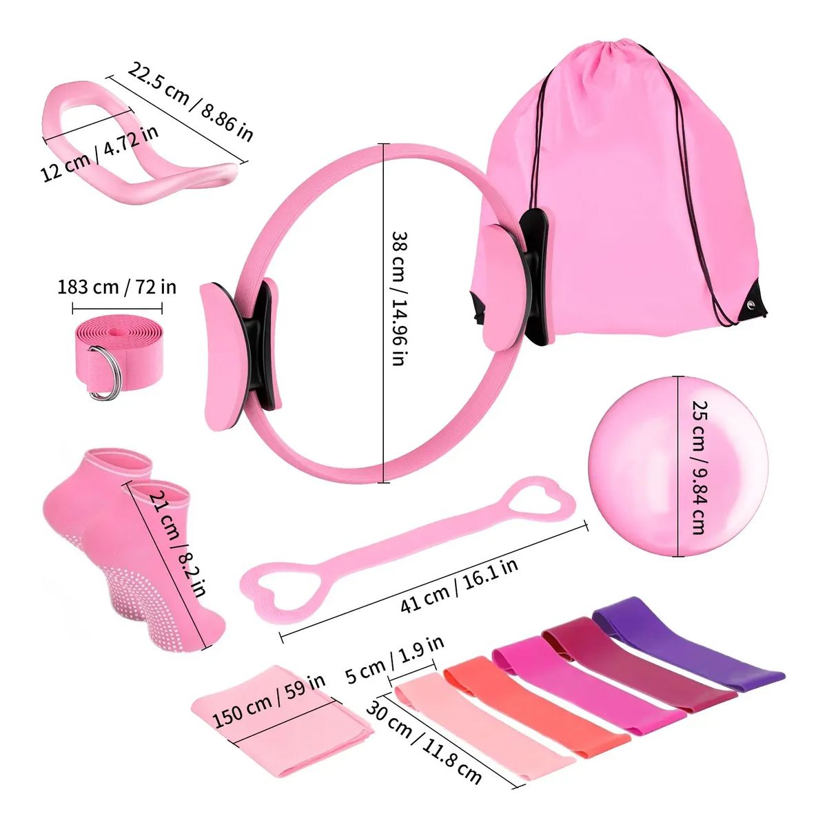 ATURE - Set 13 Yoga Pilates Elasticas Ring Resistencia Power Bands