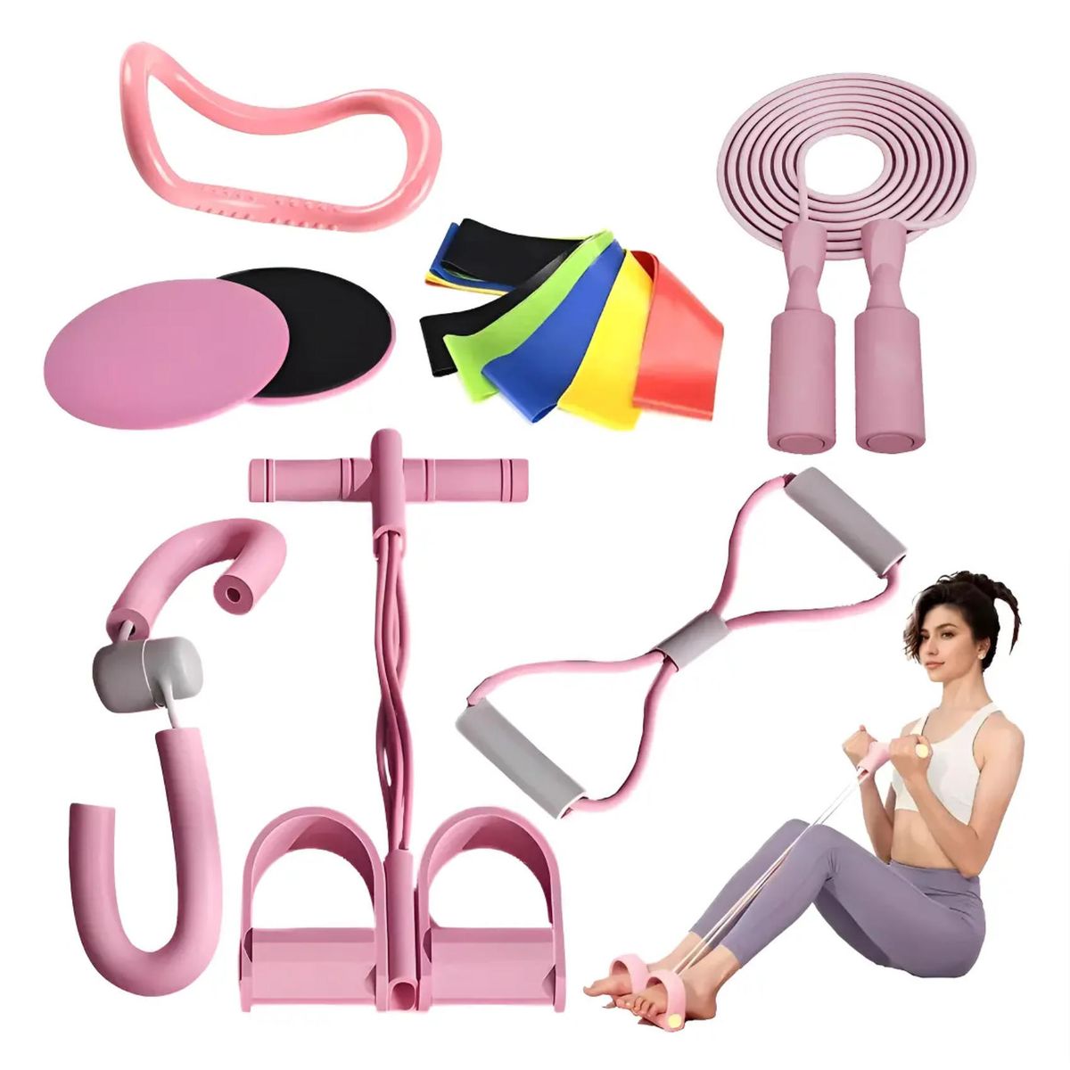 ATURE - Bandas Elasticas Resistencia Kit 11 Pzas Pilates Yoga Fitness