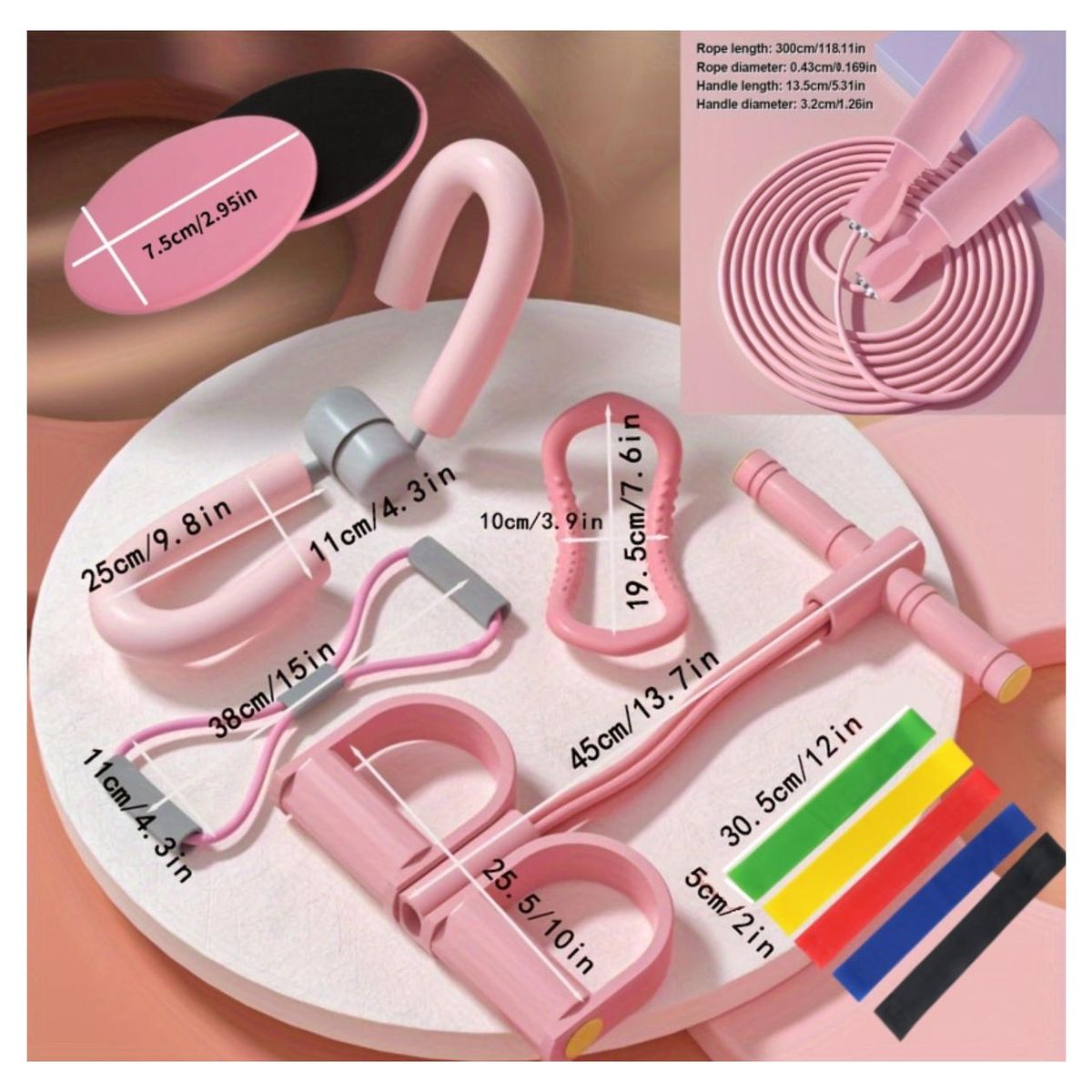 ATURE - Bandas Elasticas Resistencia Kit 11 Pzas Pilates Yoga Fitness