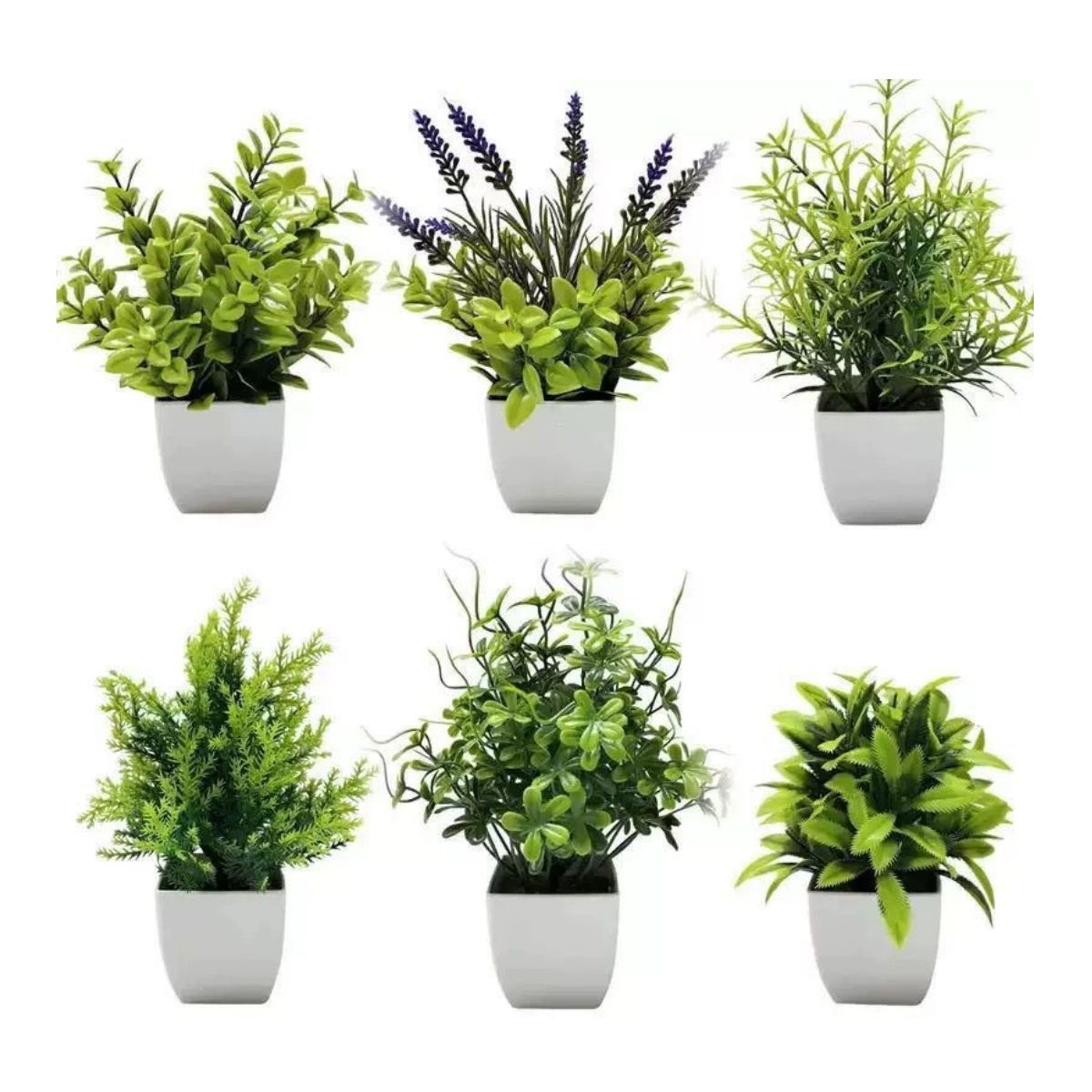 ATURE - 6pzs Plantas Flores Artificiales Macetas Decorativas Bonsai