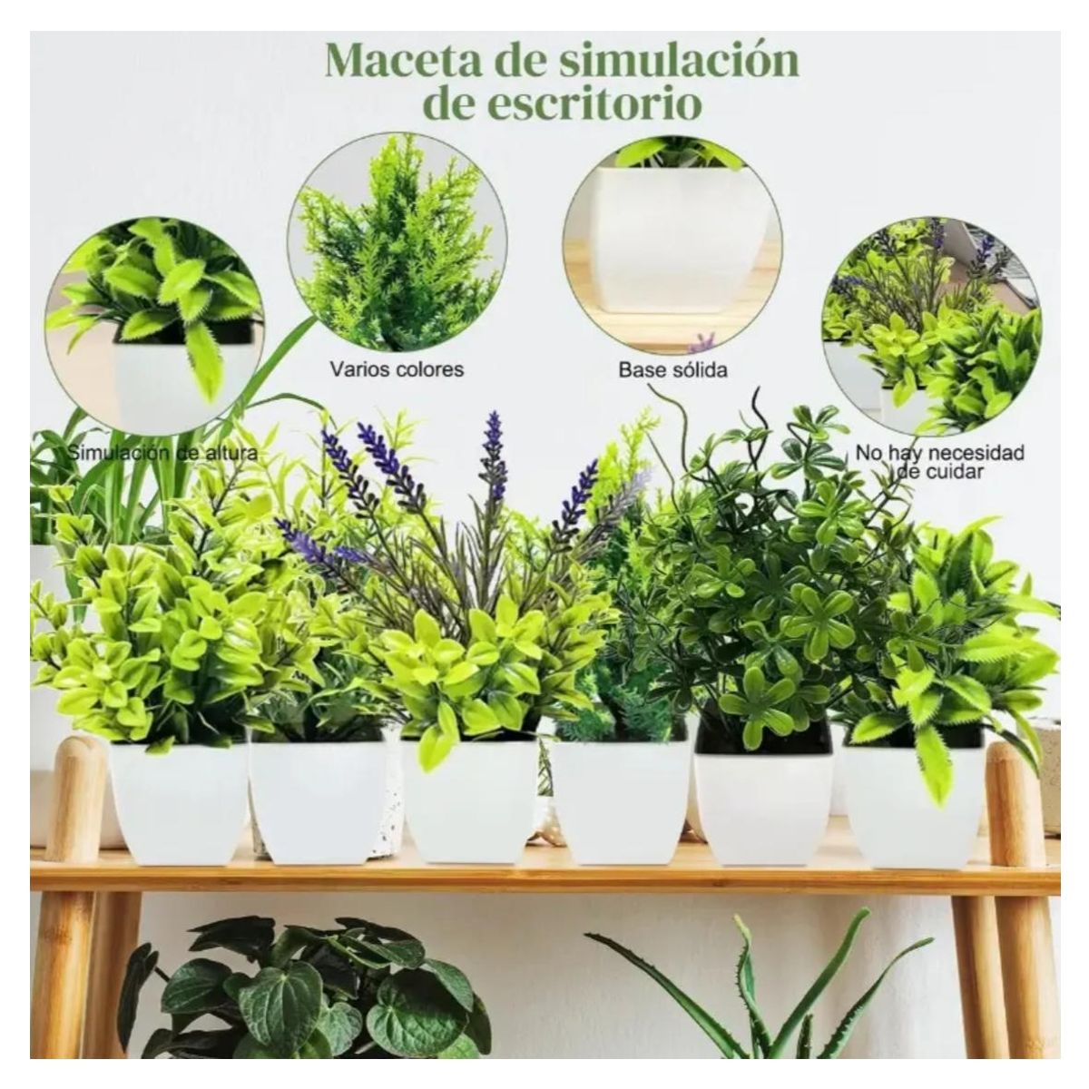 ATURE - 6pzs Plantas Flores Artificiales Macetas Decorativas Bonsai