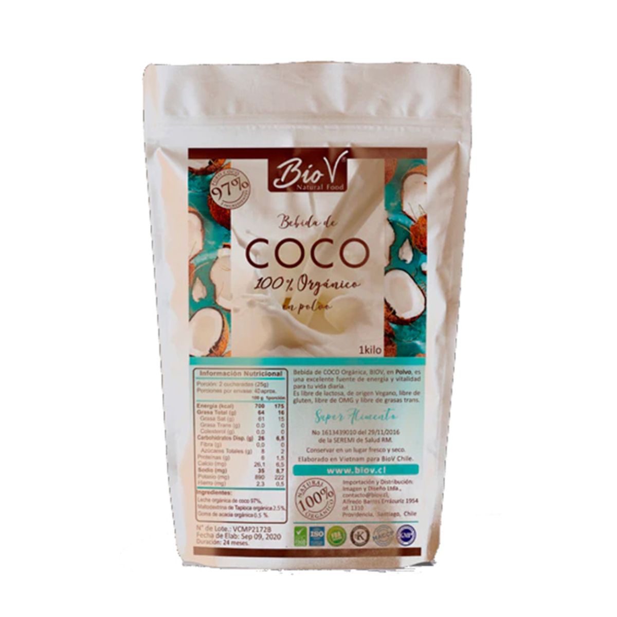 BIOV - Bebida De Coco En Polvo 1kg Natural Bio V