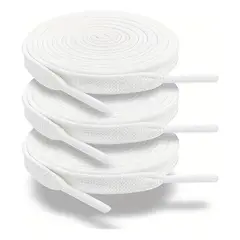 KUANGYE - Pack 3 Pares De Cordones De Zapatilla Blanco