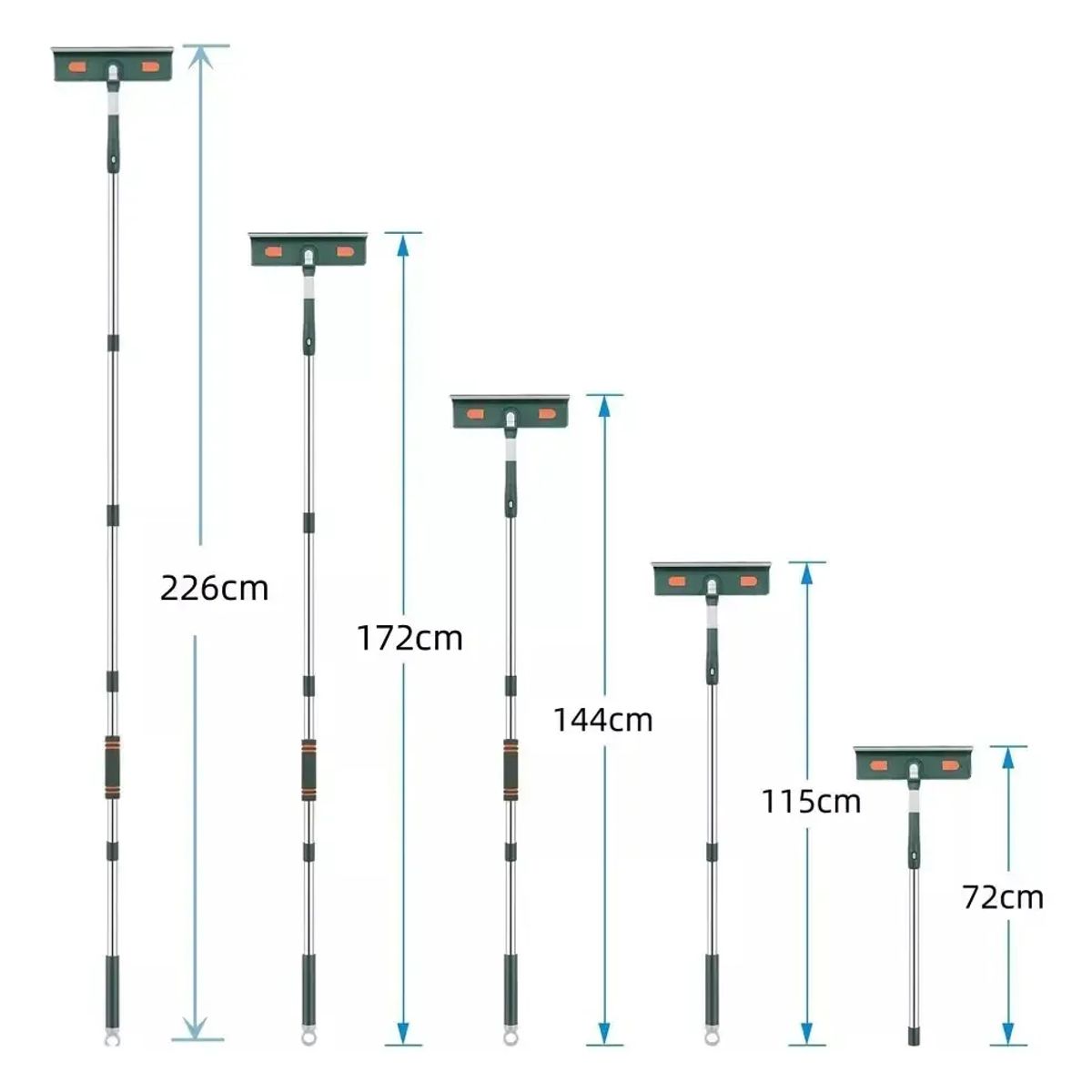 UMEXUS - Limpiacristales Desmontable De 5 Secciones, Longitud72-226cm