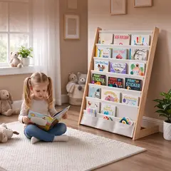 AIZO - Librero de Madera Diseño Blanco Infantil