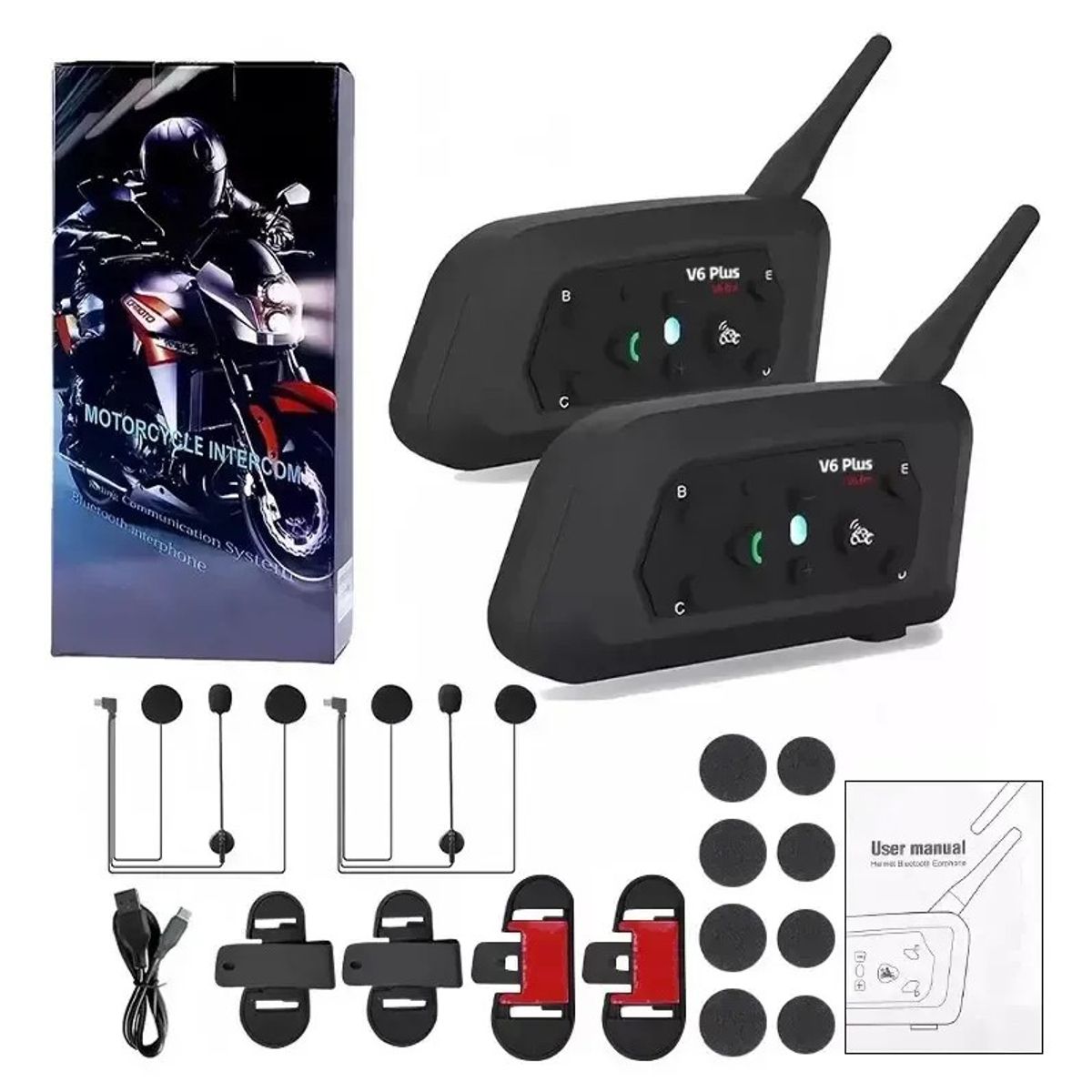 KUANGYE - Intercomunicador Para Casco De Motocicleta 2 Unidades