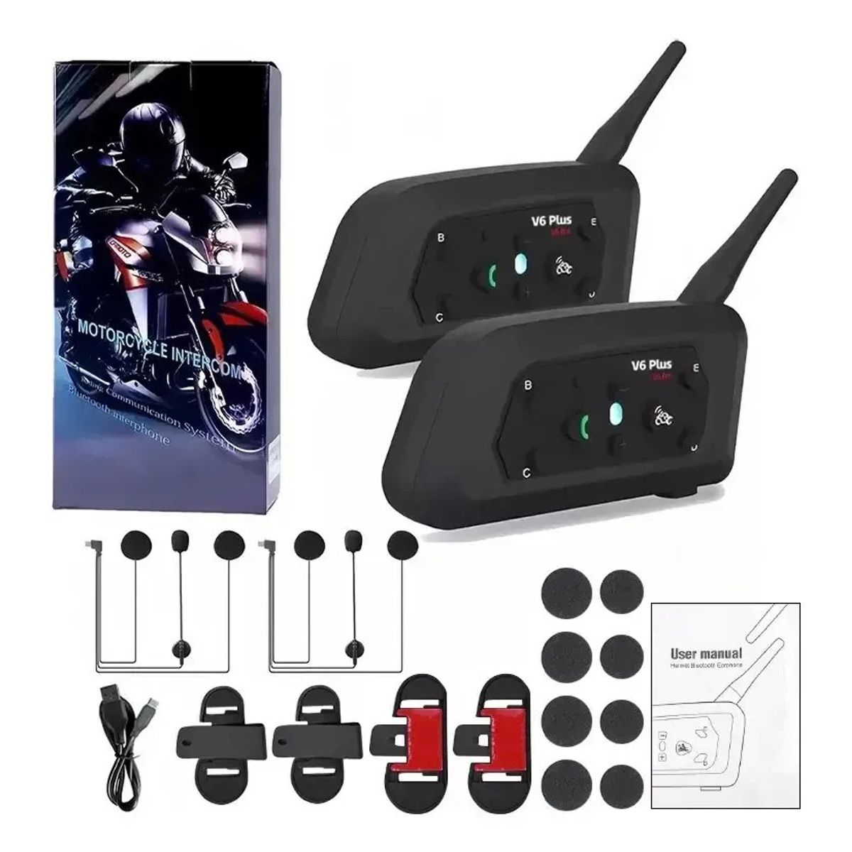 KUANGYE - Intercomunicador Para Casco De Motocicleta 2 Unidades