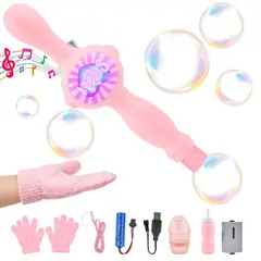 AIZO - Varita Mágica Pistola de Burbujas Efecto Humo Incluye Líquido de Burbujas Juguete Infantil Rosa