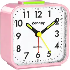 GENERICO - Reloj Despertador Analógico Con Luz Nocturna Silencioso Sin Tictac Funciona Con Pilas Rosa