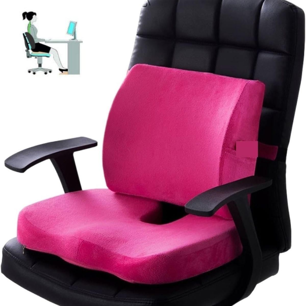 KUANGYE - Soporte Lumbar para Silla de Oficina con Gel Cojin para Coxis y Ciatica Ergonomico Almohada Lumbar