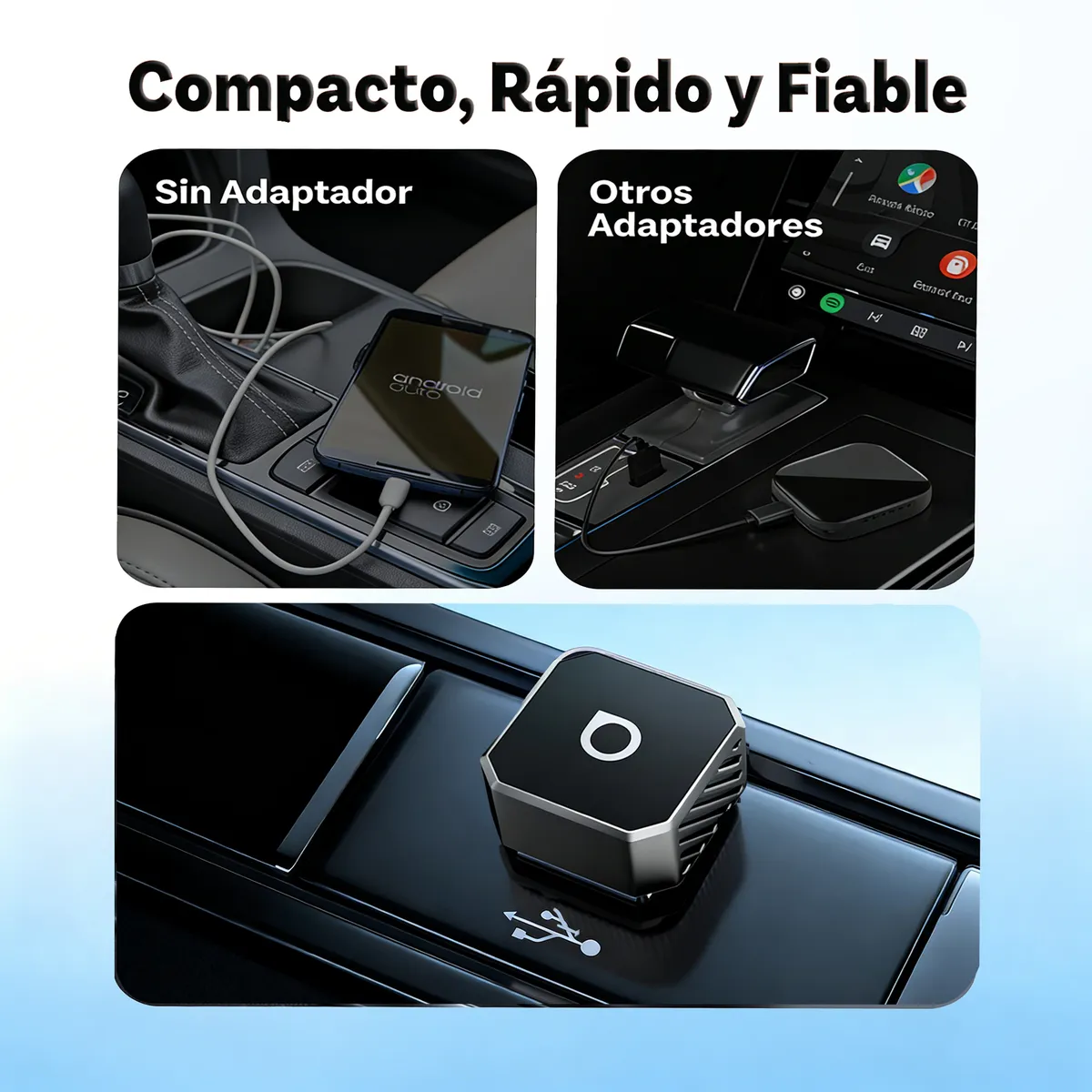 OTTOCAST - OTTOCAST Adaptador 2 en 1 Inalámbrico CarPlay y Android Auto WiFi 5GHz USB AC