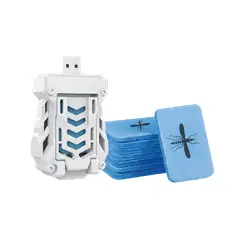 GENERICO - Repelente USB Portátil con 15 Repuestos Anti mosquitos 15 m² - Camping, Casa o Auto BLANCO