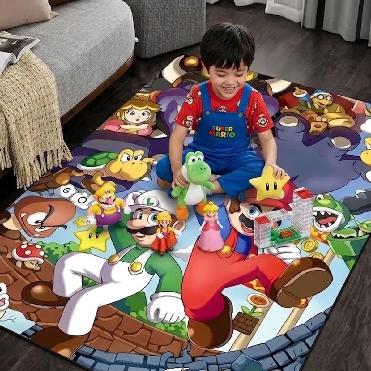 GENERICO - Alfombra Infantil Premium - Diseño Super Mario Bros 120x170 cm GBA